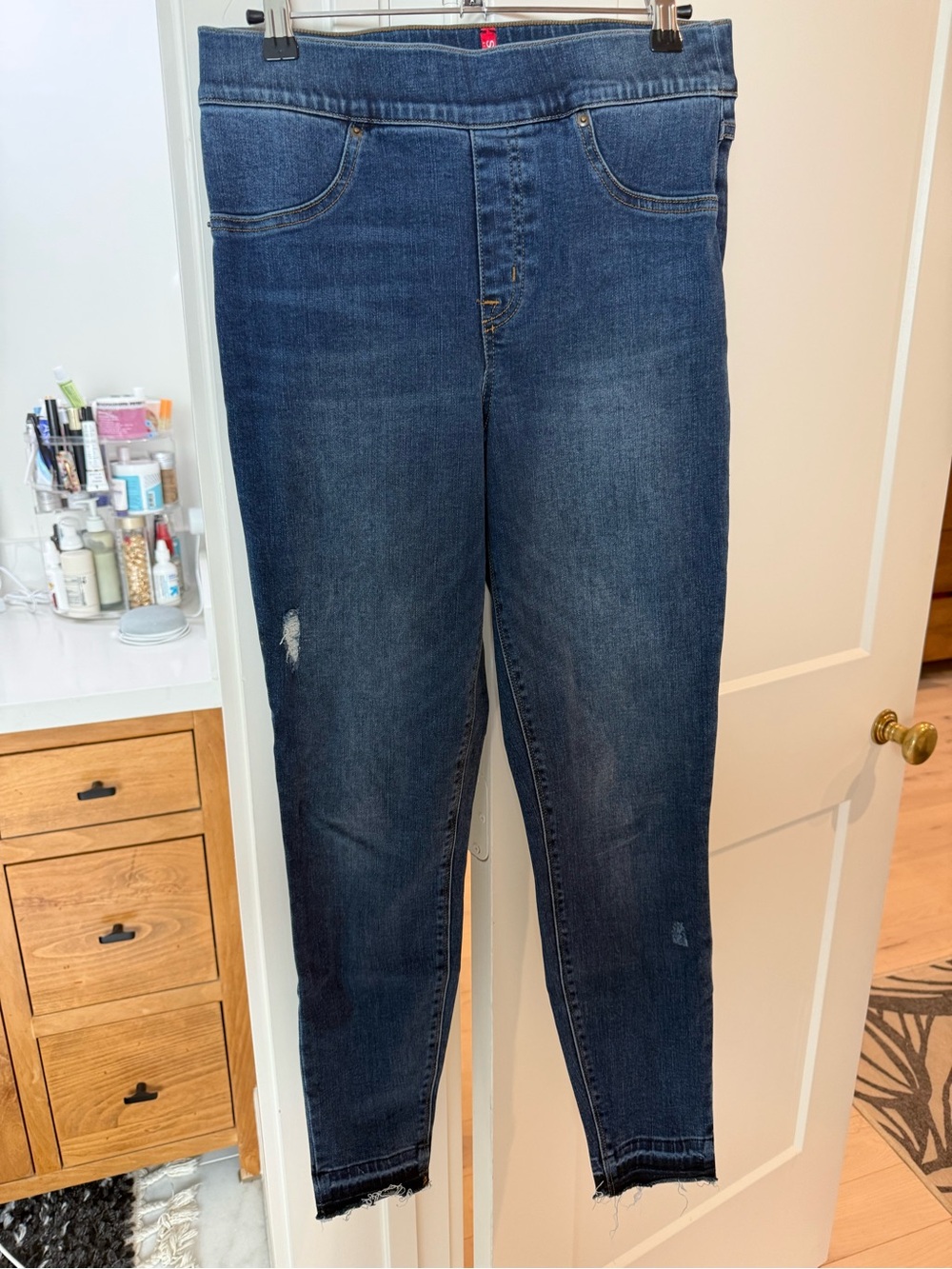 SPANX Blue Pull-On Skinny Jeans with Elastic Waist